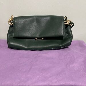 House of Want vegan Elegant Dark Green Women's Shoulder Bag with Gold Hardware
